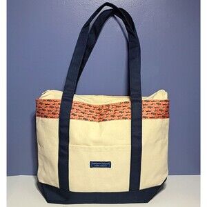 Vineyard Vines Custom Collection Zipper Top Canvas Tote Bag Ocean Reef Club Keys